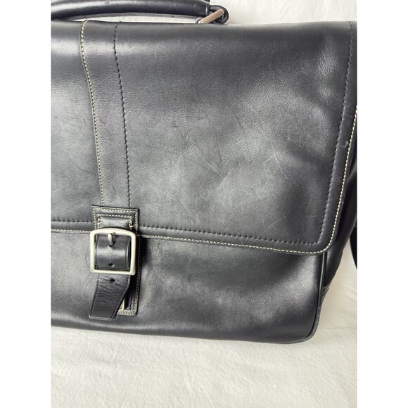 Coach Transatlantic 70035 Black Leather Men’s Laptop Briefcase Messenger 16x11 - Picture 3 of 16